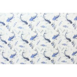 Asian Fabric, Koi Fish on Fabric on White, Cotton or Fleece 3860